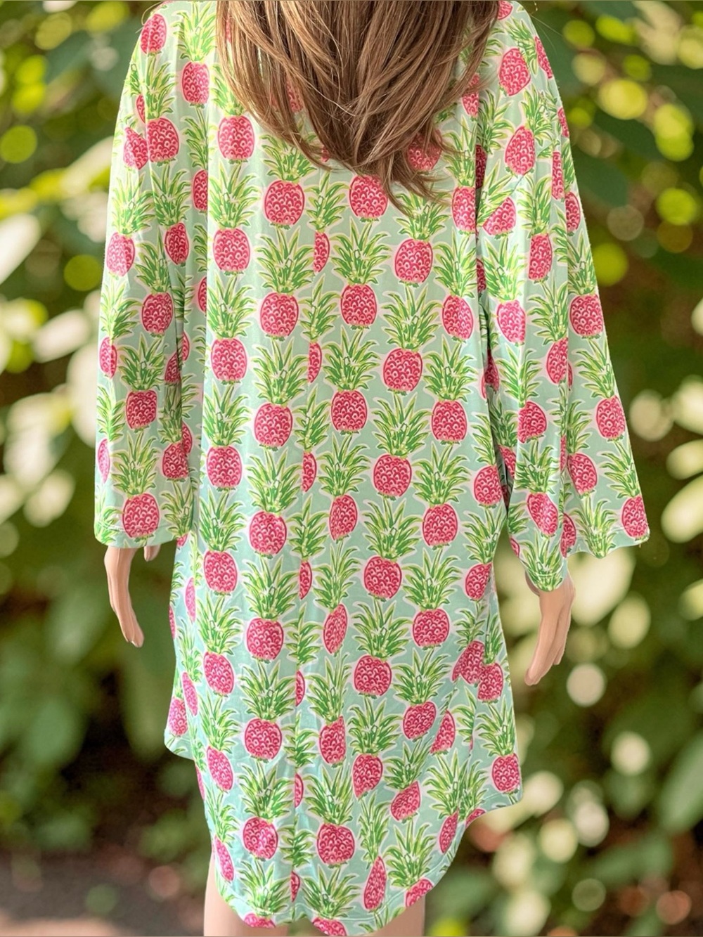 Viv & Lou Pineapple Print Kaftan Dress XXL Tropical Resort Vacation Cover Up - Picture 7 of 8